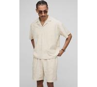 Ensemble oversize à motif jacquard avec polo et short homme - pierre - S, pierre