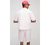 Ensemble oversize à rayures avec chemise et short homme - rose - 2XL, rose