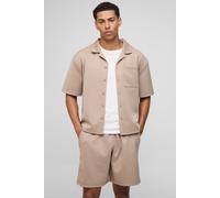 Ensemble oversize avec chemise et short homme - taupe - L, taupe