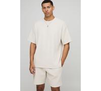 Ensemble oversize côtelé avec t-shirt et short homme - pierre - S, pierre