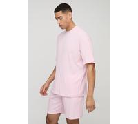 Ensemble oversize côtelé avec t-shirt et short homme - rose - L, rose