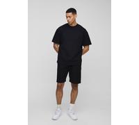 Ensemble oversize en tissu gaufré avec t-shirt et short - MAN homme - noir - S, noir