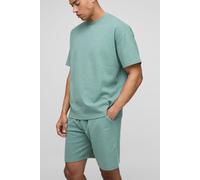 Ensemble oversize en tissu gaufré avec t-shirt et short - MAN homme - vert - S, vert