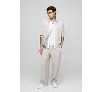 Ensemble oversize en twill avec chemise à manches courtes et pantalon large homme - pierre - XS, pierre