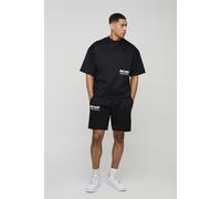 Ensemble oversize imprimé avec t-shirt et short homme - noir - S, noir