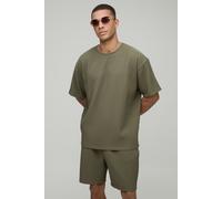 Ensemble oversize plissé avec t-shirt et short homme - vert - L, vert