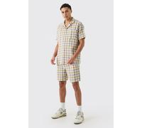 Ensemble oversize texturé avec chemise à carreaux et short homme - jaune - XS, jaune