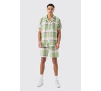 Ensemble oversize texturé avec chemise et short homme - vert - M, vert