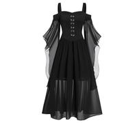 Ensemble Palais Victorien Steampunk - Robe Médiévale Femme avec Bretelles Sexy et Manches Trompette Luxueuses - Grandes Tailles pour Cosplay Gothique, Halloween et Mariages à Thème Rétro