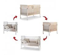 Ensemble Pali Flippy Blanc (Lit Bébé Trasformable en Berceau + 2 Matelas + Couette Tour de Lit)