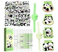 Ensemble Papeterie Panda, 19 Pièces Ensemble de Fournitures Scolaires, Lot de 4 Mini-Carnets à Spirale, 12 stylos, 50 Autocollants, 2 Bloc-Notes Parfumé avec Bracelet, Idéal pour les Fêtes