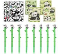 Ensemble Papeterie Panda,66pcs Ensemble De Fournitures Scolaires De Animal,Cartoon Stickers Stylos À Bille Mini Bloc Notes Spirale,Coffret Cadeau De Papeterie