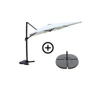 Ensemble Parasol Écru 3x3m Et 4 Dalles À Lester Palatino Beige