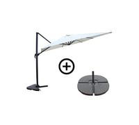 Ensemble parasol écru 3x4m et 4 dalles à lester CESARE