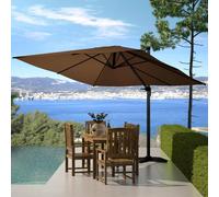 Ensemble Parasol Marron 3x3m Et 4 Dalles À Lester Marron