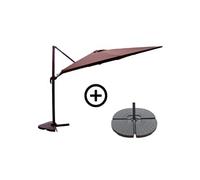 Palatino ensemble parasol marron 3x3m et 4 dalles à lester