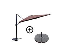 Ensemble Parasol Marron 3x4m Et 4 Dalles À Lester Marron