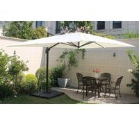 Ensemble parasol Navia et 4 dalles à lester de Kocoon : Marron