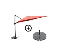 Palatino ensemble parasol terracotta 3x3m et 4 dalles à lester
