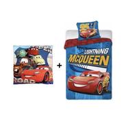 Ensemble Parure + Coussin - Cars Disney - 140 x 200 cm - 100% coton - Bleu - Classique