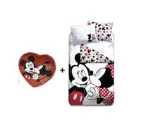 Ensemble parure de couette - Mickey Minnie - 140 x 200 cm - Housse 100% coton - Coussin 35 x 33 cm - Lavable