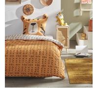 Ensemble parure de lit enfant + coffre de rangement pouf pliable - TODAY - JUNGLE - 140 x 200 cm - Coton