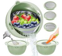 Ensemble passoire 4-en-1 avec bol à fruits - Passoire pour cuisine, passoires rotatives et passoires (brevetées), passoire à pâtes avec nouvelles râpes améliorées pour fruits, légumes, accessoires de