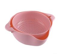 Ensemble passoire de cuisine à drainage efficace pour un retrait rapide de l'eau pour fruits, légumes, pâtes, légumineuses, légumes verts, poignée ergonomique en plastique, 23 x 23 x 6 cm, rose, bleu
