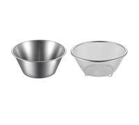 Ensemble passoire de cuisine robuste en acier inoxydable pour tamiser la farine de quinoa - Tamis en maille à drainage rapide pour le rinçage des pâtes aux légumes - 14 cm et 16 cm (14 cm, naturel)