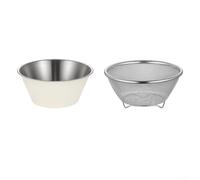 Ensemble passoire de cuisine robuste en acier inoxydable pour tamiser la farine de quinoa - Tamis en maille à drainage rapide pour le rinçage des pâtes aux légumes - Options de 14 cm et 16 cm (14 cm