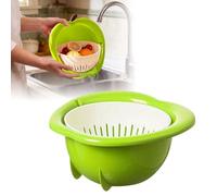 Ensemble passoire et bol - Lave-fruits double couche et passoire à légumes, panier égouttoir 2 en 1 pour pâtes, baies, salade | Bol à vaisselle pour cuisine, pique-nique et camping
