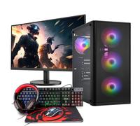 Ensemble PC Complet pour Jeux Basiques Ryzen 3 3200G, 16 Go de mémoire vive DDR4, SSD M.2 de 1 000 Go, Windows 11 Pro 64 Bits + écran 24 Pouces + Clavier, Souris, Casque