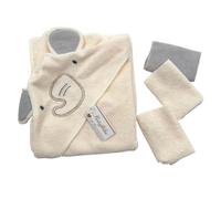 Ensemble peignoir triangle + 3 gants de toilette