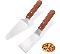 Ensemble pelle à tarte et pelle à gâteau en acier inoxydable avec manche en bois pour couper et servir des desserts, brownies