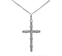 ensemble pendentif croix En Argent Massif ""Bambou"" Avec Chaine Pour Homme Femme Ou Enfant boite Ecrin Offert ascalido
