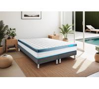 Ensemble Perform 180 x 200 cm - 23cm - Mmoire de forme - Ferme - Sommier Tapissier Gris
