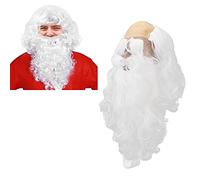 Ensemble perruque blanche à barbe longue, bouclée, costume d'Halloween, fausse moustache amusante, faux moustaches, sourcils, nains blancs, accessoires de fête de Noël