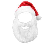 Ensemble perruque de Père Noël et barbe - Chapeau classique de Noël avec barbe blanche complète pour adultes | Kit de déguisement doux et confortable pour les fêtes, les spectacles de théâtre, l'école