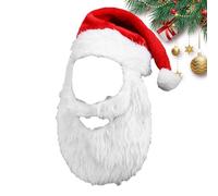 Ensemble perruque et barbe de Père Noël - Perruque et barbe de Noël, chapeaux de Père Noël pour adulte, blanc, confortable, respirant, multifonction pour fêtes de Noël
