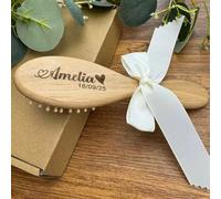 Ensemble Personnalisé De Brosses À Cheveux Pour Bébé Gravées, Cadeau De Baby Shower, Peigne À Cheveux En Bois, Ensemble De Toilettage Personnalisé Pour Nom De Nouveau-né(Massage brush)