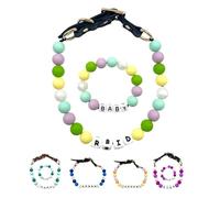 Ensemble personnalisé de Collier pour Chien et Bracelet d'amitié en Perles, Collier pour Chien Ajustable en Silicone avec Perles et nom, pour Chiens de Petite, Moyenne et Grande Taille