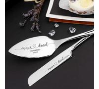 Ensemble Personnalisé De Service De Gâteau De Mariage, Ensemble De Coupe De Gâteau Personnalisé, Ensemble De Coupe De Dessert De Texte Personnalisé Gravé, Pendaison De Crémaillère, Spatule À Gâteau(Si