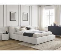 Ensemble PETER avec Lit + 2 chevets tissu bouclette blanc 180x200 BOBOCHIC 180x200 Blanc