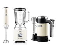 Ensemble petit déjeuner 3 pièces Retro - Batteur, mixeur plongeant, blender 1,5 L - Beige