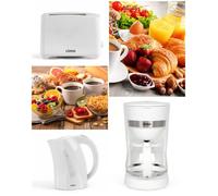 Ensemble petit-déjeuner - LIVOO - 3-en-1 Bouilloire/Cafetière/Grille-pain - 1 7 L - 2200 W - Blanc