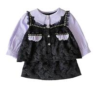 Ensemble Petite Fille Chemise Manches Longues Colorée Et Jupe Courte Deux Pièces Printemps Automne Vêtement Bébé(Black, 2-3 Years)