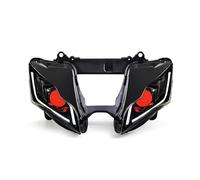 Ensemble Phare Moto pour Kawasaki pour Ninja pour ZX10R 2016-2020 Phare Avant LED Complet Phare DRL Bleu en Fibre Optique pour Motos(Red)