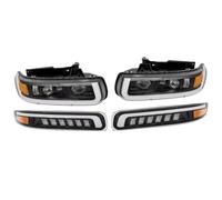 Ensemble Phares Automatiques pour Chevy pour Silverado 1500 2500 | ensemble de phares Ensemble phares DRL avec lentille transparente voiture clignotant pare-chocs
