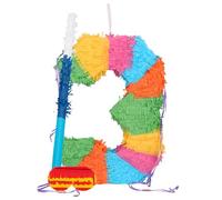Ensemble Pinata Numéro 3 avec Bâton et Bandeau - Bâton Bleu - Mexicain Enfants Filles Garçons Fête d'Anniversaire Parties Jeus Décorations Trousse - Par Fax Potato