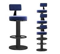 Ensemble pivotants Velours comptoir Cuisine, de Bar sans Bras avec des Jambes en métal arrière tabourets Manger Petit-déjeuner, réglable à cm, Noir (Hauteur Bleue 65)